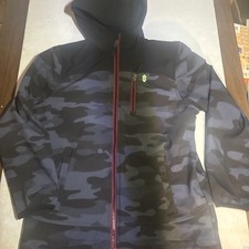 FREE COUNTRY Youth Super Soft Shell Hooded Zip Jacket Blue Camo Size 10-12