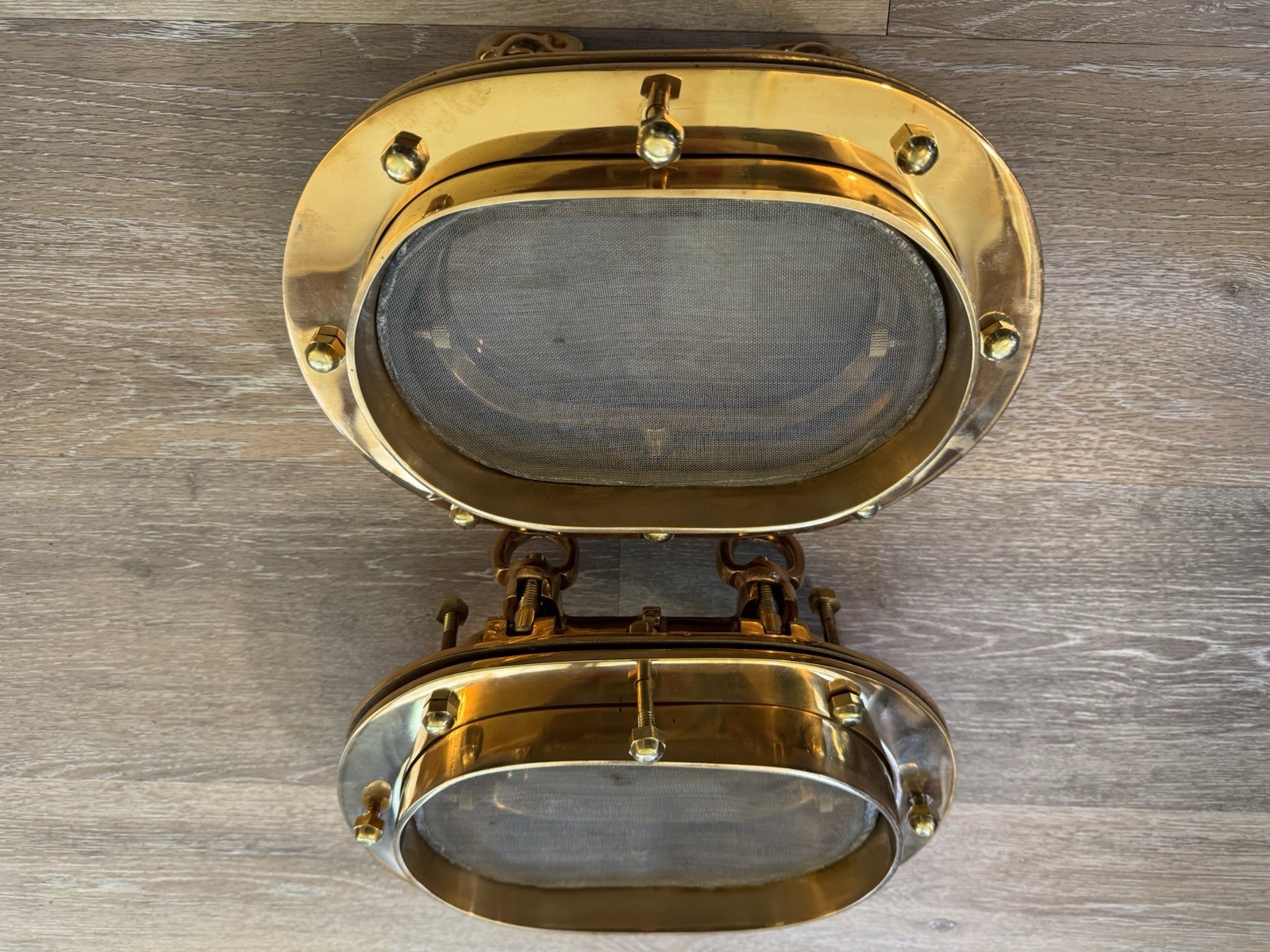 2008 New Brass Port Hole Porthole Port Pair Complete Overall  11” x 7 1/2