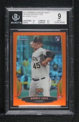 2013 Bowman Draft Chrome Orange Refractor 6/25 Gerrit Cole BGS 9 Rookie RC 4x4