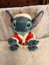 Disney Store 12'' Stuffed Holiday Stitch Dressed As Santa Clause