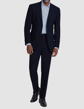 DKNY Men's Blue Solid Modern-Fit Nested 2-Piece Suit Size 38R 31W x 32L
