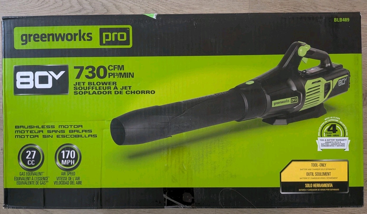 Greenworks 80V 730CFM Cordless Leaf Blower BLB489 - Tool Only
