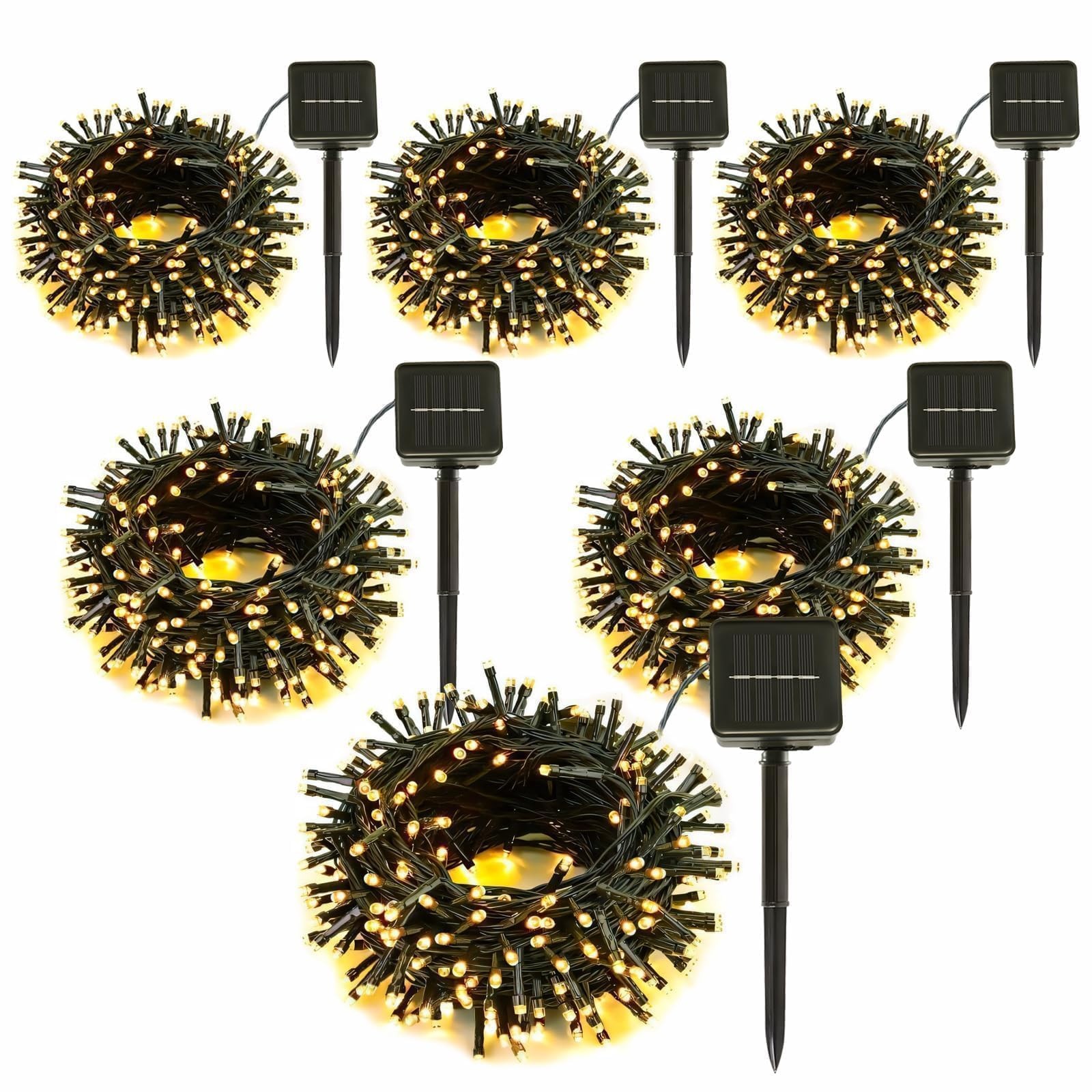 6 Pack 600 LED Solar String Lights Outdoor 236Ft Waterproof