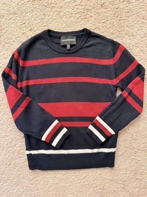Emporio Armani Kids Navy Blue  Red Stripes Logo  Knit 5 Years Old 
