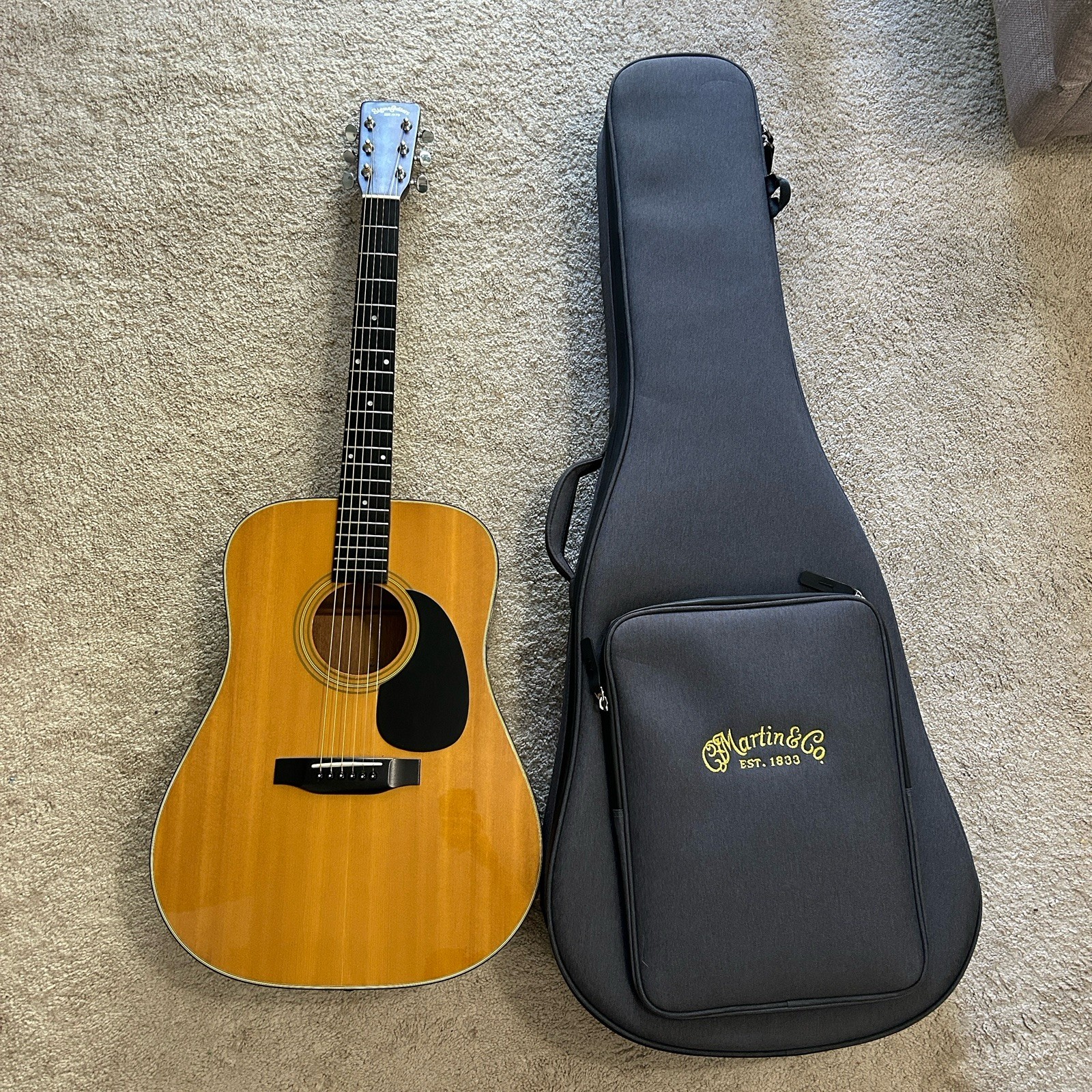 Vintage Sigma Martin DM-3 Dreadnought Acoustic Guitar 1980s Korea w / Padded Case