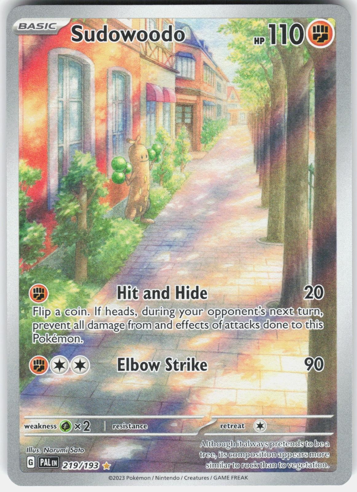 Sudowoodo 219/193 Illustration Rare Paldea Evolved Pokemon Holo Lightly Played
