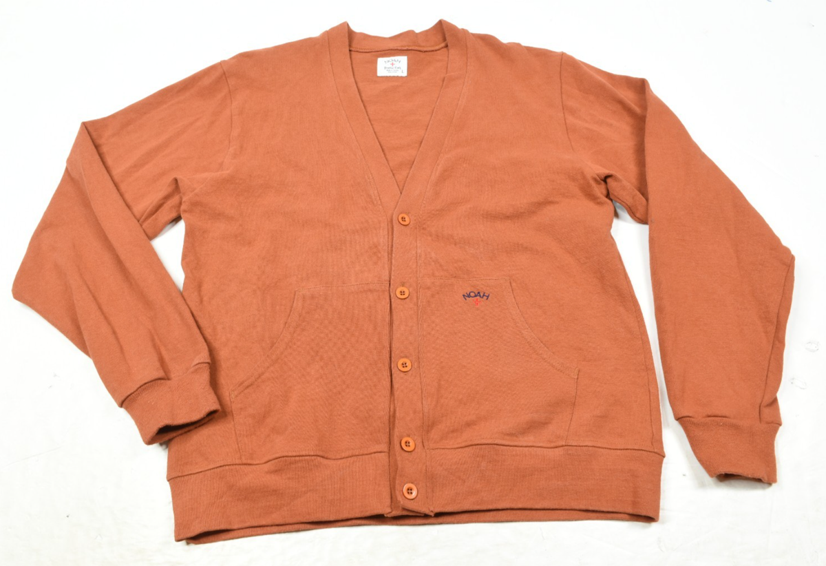 NOAH Practice Cloth Cardigan Mens Large Burnt Orange Cotton Long 