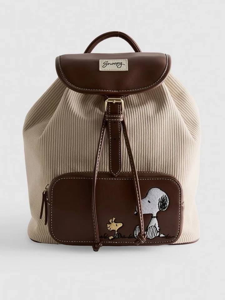 Sac à dos Snoopy à cordon avec illustration de Snoopy et poche avant... - Photo 1/4