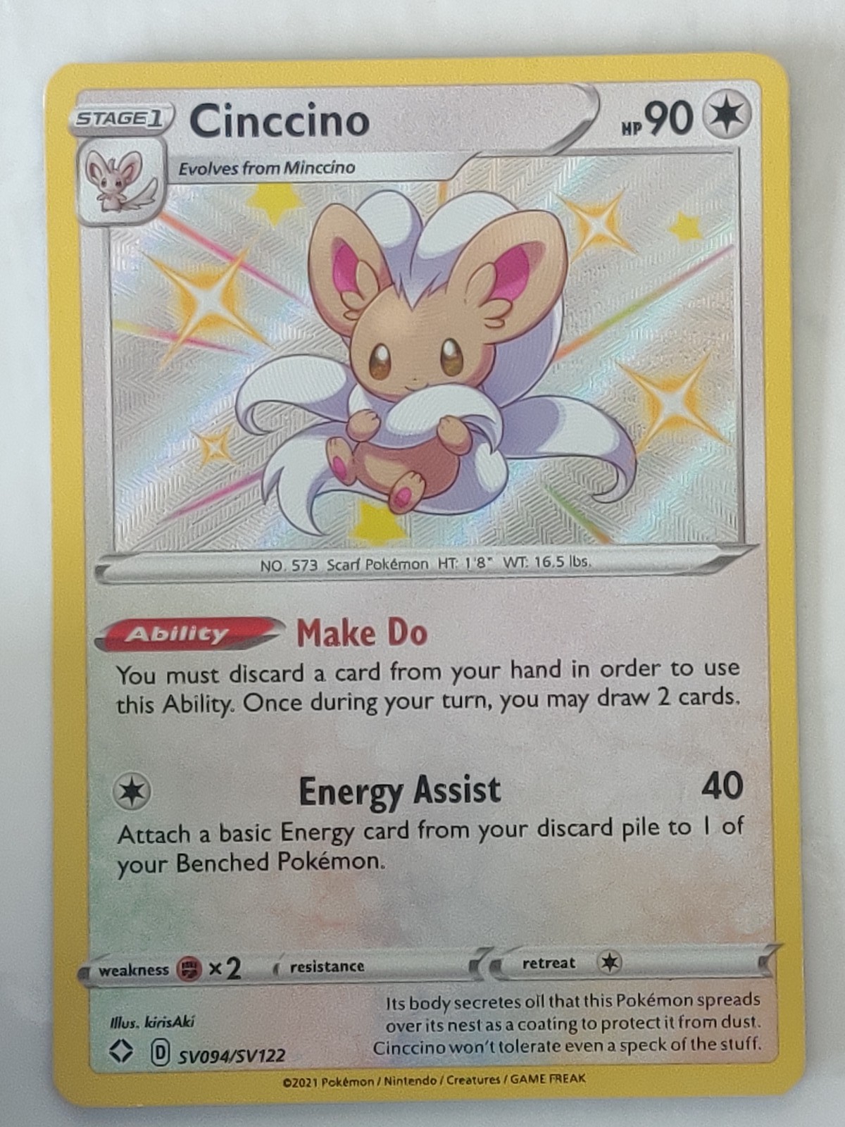 Cinccino Shiny Holo Rare Shining Fates: Shiny Vault SV094/SV122 NM