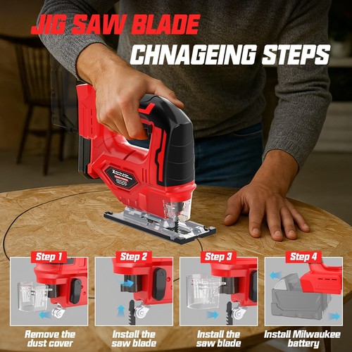 Cordless Jig Saw for Milwaukee 18V Battery Straight/Curve/Circle Wood Metal PVC - Picture 2 of 8