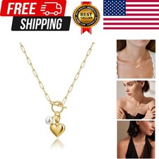 Cute Heart Necklace Tiny 14k Gold Heart Pendant Choker Necklaces Small Gold L...