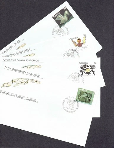 Canada FDC - 1980 - Inuit Spirts, Scott #s 866-69, 4 single FDCs