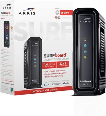 ARRIS SURFboard SB6190 DOCSIS 3.0 Cable Modem - 1.4 Gbps, 32x8 Channels