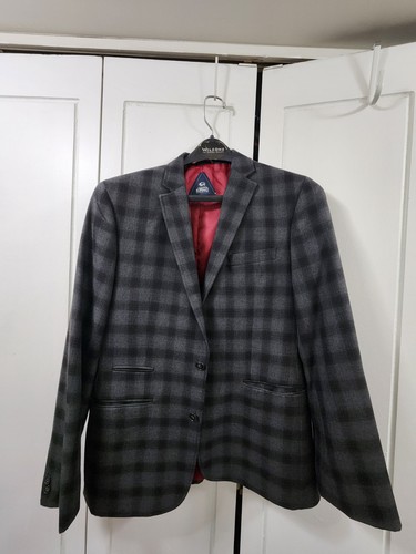 Mens 42R Buffalo David Bitton Blazer Charcoal Plaid Sport Coat #Dapper #mensuits