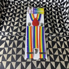 halloween Rainbow Suspenders Pride Clown Costume Mens Amscan New