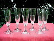Baccarat 6 Champagne Flutes Sektgl ser Crystal Flat Sides 19th Ai