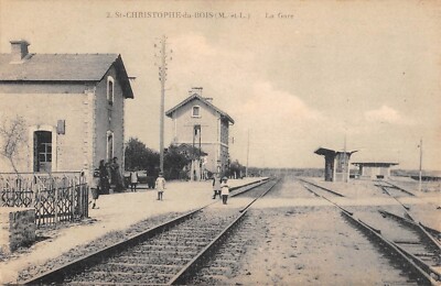 Old postcard 45 Saint Christophe du Bois / La Gare