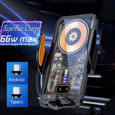 66W Max Wireless Charger Ladegerät Automatische Auto Handy Halterung Halter KFZ