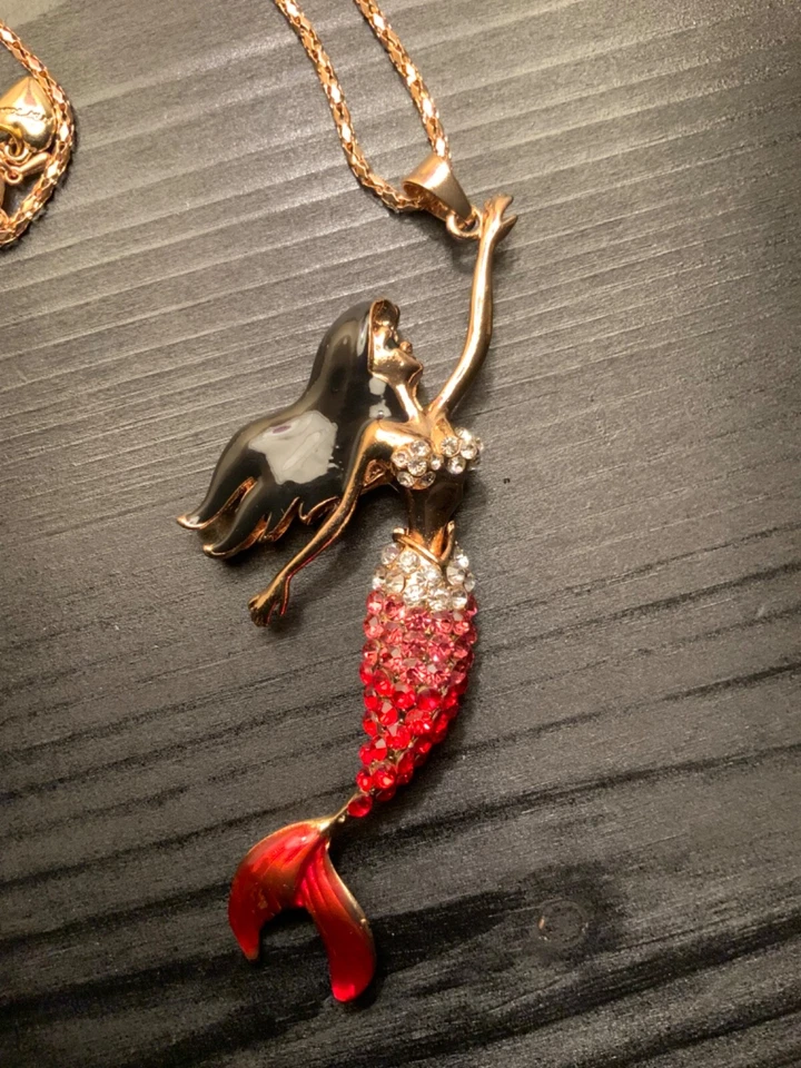 Betsey Johnson Red with Red Tail Mermaid Necklace  - Image 3 of 4