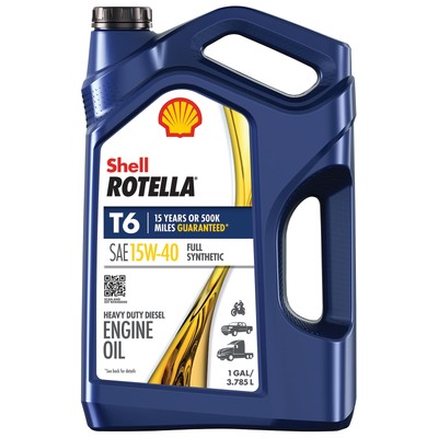 (2 pack) Shell Rotella T6 Fully Synthetic Diesel Motor Oil 15W-40, 1 Gallon