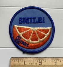 Sunkist Smile! Orange Slice Wedge Citrus Fruit Souvenir Round Embroidered Patch
