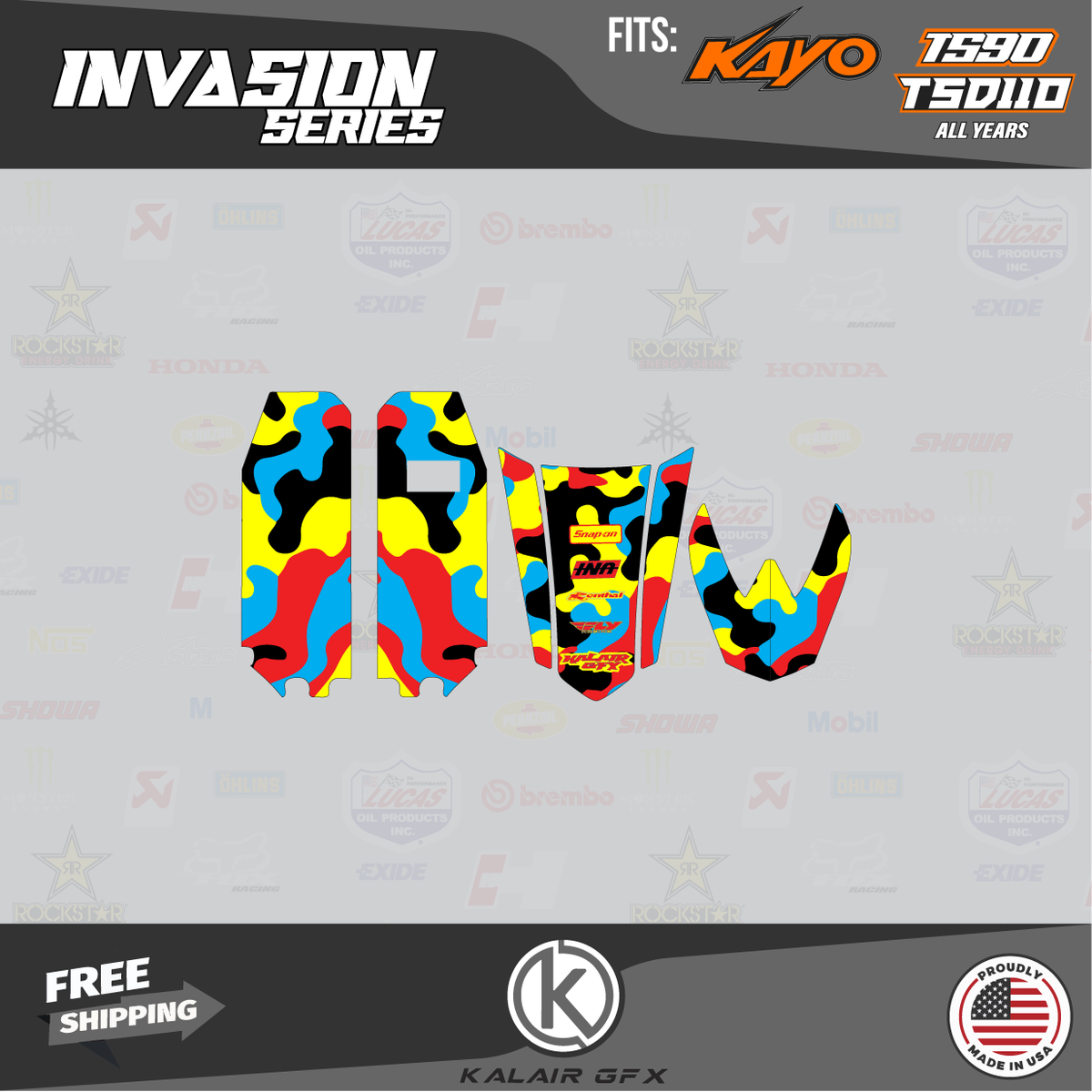 Kayo Design Kayo TS90 TSD110 INVASION Series Red-blue Racing Decals Kayo Pit Bike ...