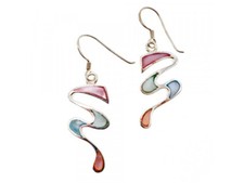 925 Sterling Silver Multicolor Enamel Earrings