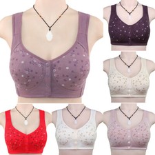 Womens Front Fastening Bra Cotton Lycra Non Wired Non Padded Soft Stretch Bras