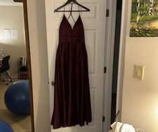 Morilee Satin Floor-Length Maroon Dress, Size 10