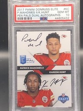 2017 Panini Donruss Elite PATRICK MAHOMES PEN PALS ROOKIE DUAL AUTO psa 10 pop2