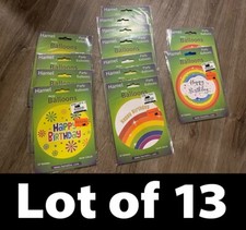 Lot of 13 Helium Mylar 18" Party Balloons "Happy Birthday" Print, 3 Versions