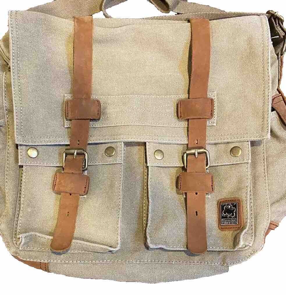 Sechunk Canvas Leather Messenger Bag Shoulder Cross B… Gem