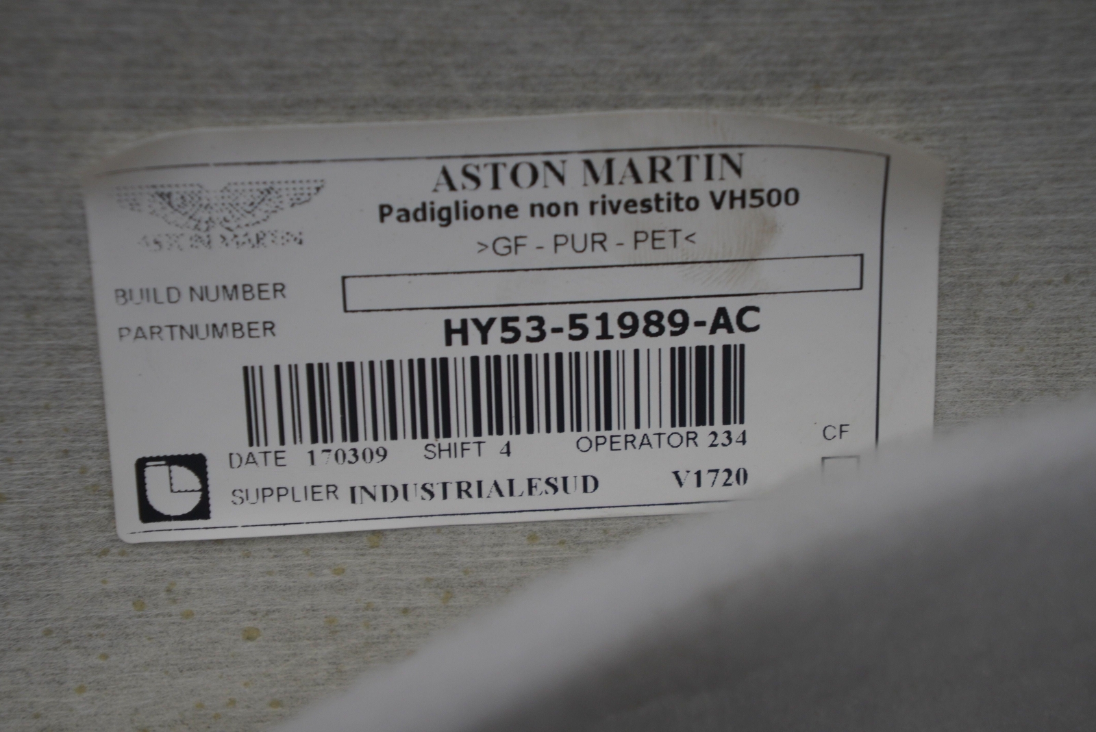 Roof Ceiling Headliner Trim Panel Coupe HY53-51989-AC OEM Aston Martin DB11 2017