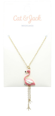 New Gold Chain Necklace with Pink Flamingo Pendant NWT #N0019