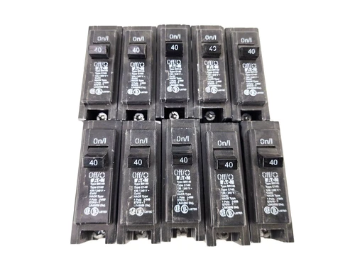 Used 10pcs Eaton BR140 40A Single Pole Circuit Breaker 120/240V 40 Amp