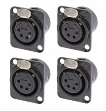  4 PACK NEUTRIK NC4FD-L-B-1 4-Pin XLR Female D type Panel Mnt Black w/Gold Pins
