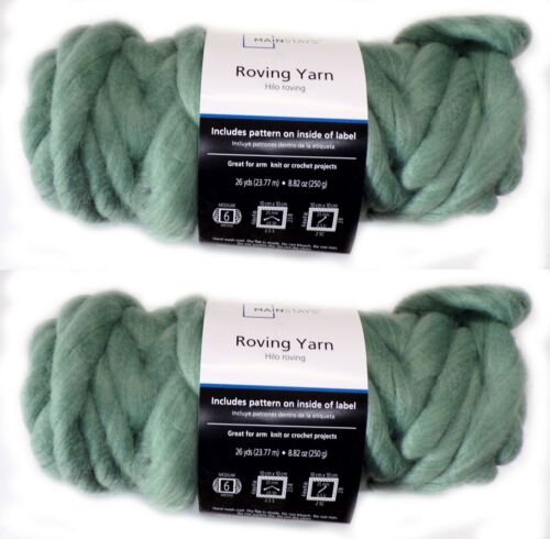 Mainstays 26 yd. Roving Yarn Pack of 2, Super Chunky,  color Green, arm knit - Picture 1 of 2