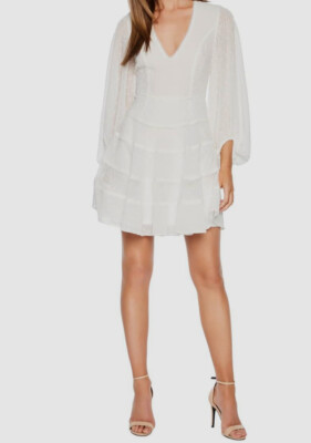 white long sleeve fit and flare dress