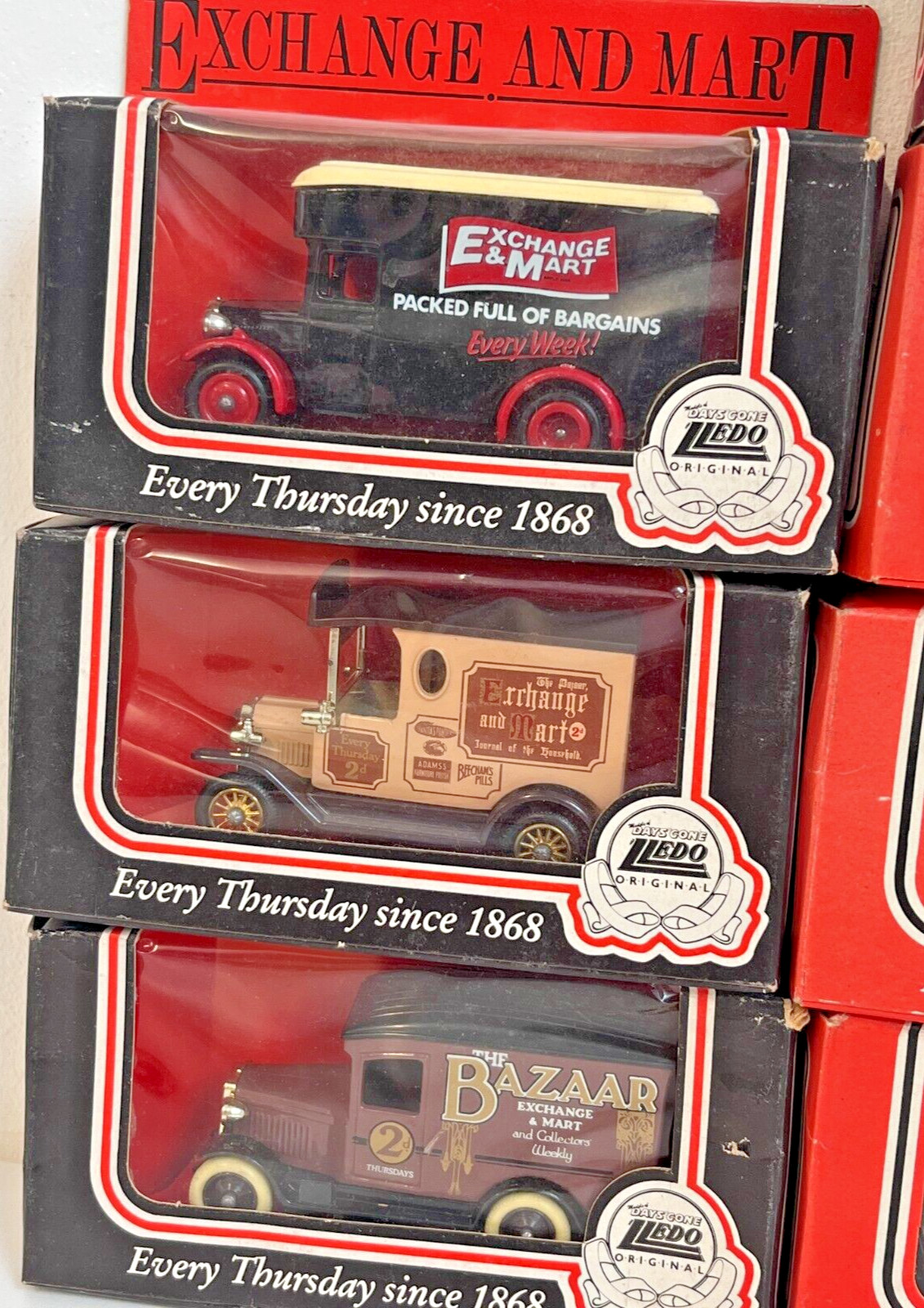 Lledo Promotional models Exchange And Mart x 10 Vehicles Boxed Buses Carts Vans