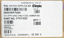 SIMPLEX 49VOH APPLCA BA 07431820 AMBER TRUE ALERT ES Addressable Notification