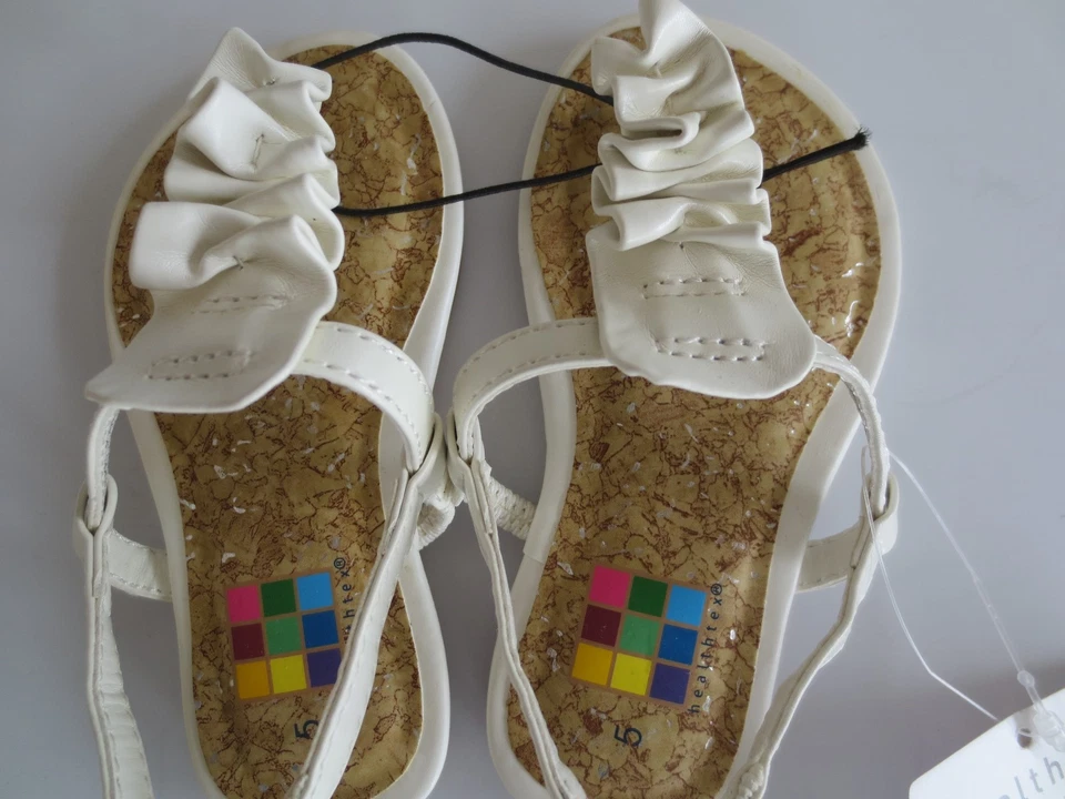 NUEVO Niña Niño 6 HEALTHTEX 18-24 meses Blanco Zapatos Sandalias Volantes Nuevo con Etiquetas Foto 3 de 4