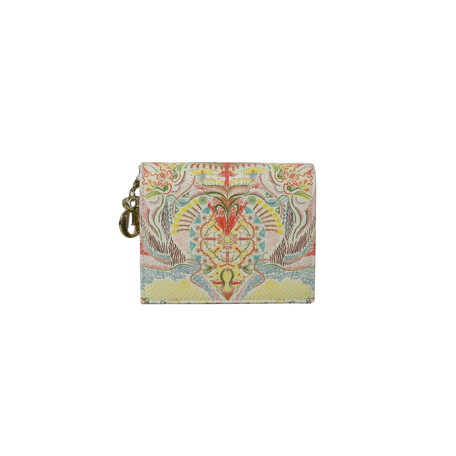 Portefeuille Dior Lady Dior moyen cuir de veau latte multicolore