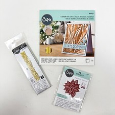 Sizzix Christmas Winter 3-D Impresslits Poinsettia Holly Berries Metal Sheets