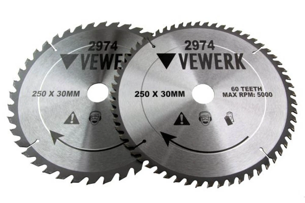 2 Pack TCT Circular Wood Saw Blades 250mm x 30mm 1 x 40T and 1 x