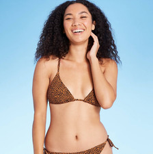 Juniors' Ribbed Triangle Bikini Top - Xhilaration, Animal Print, Large