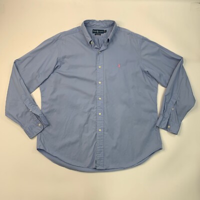 Ralph Lauren Shirt Mens L Large Cornflower Blue Classic Fit Cotton Button  Down | eBay