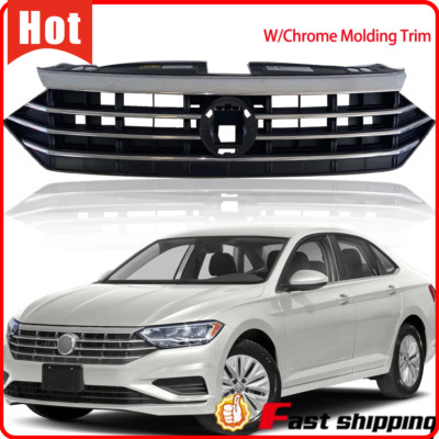 Front Bumper Upper Grille Grill W/Chrome Trim For 2019 2020 VW Volkswagen Jetta