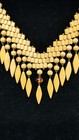 VINTAGE Jewelry Set Fashionable Wood Amber Necklace & Wood Elastic Bracelet — photo 4