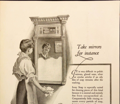 #ad 1917 Ivory Soap Woman Cleaning a Mirror Cincinnati OH Antique Print Ad $14.27