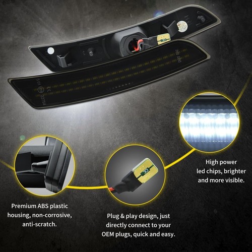 4PCS LED Side Marker Lights Front Rear White Lamp Set for Chevy Camaro 2016-2023 - Picture 4 of 13
